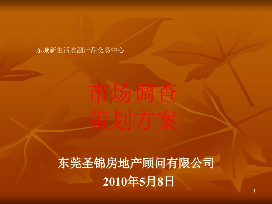 东城新生活农副产品交易中心市场调查策划方案.ppt_第1页