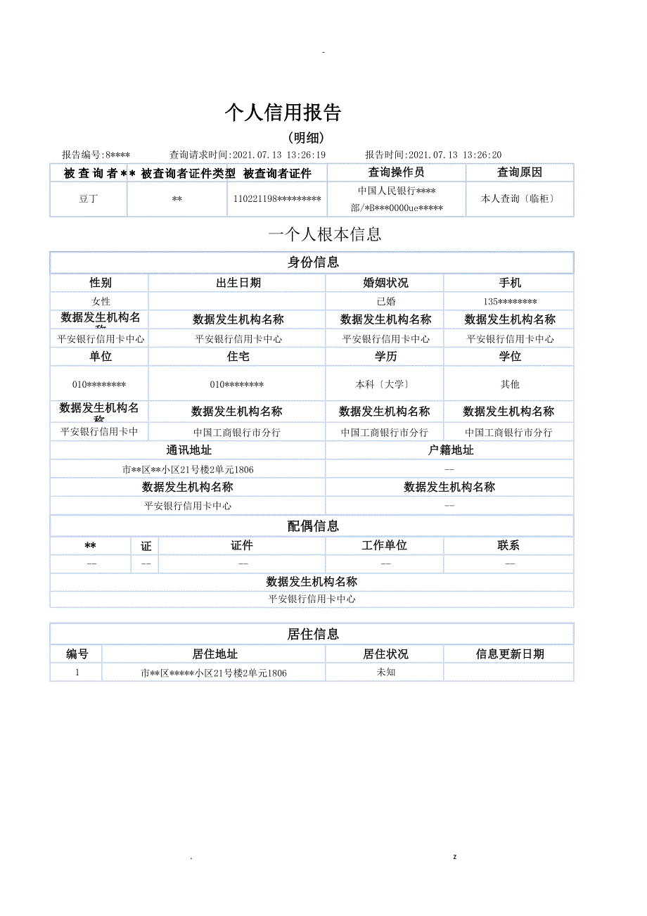人民银行个人征信报告样本.可更改docx.docx_第1页
