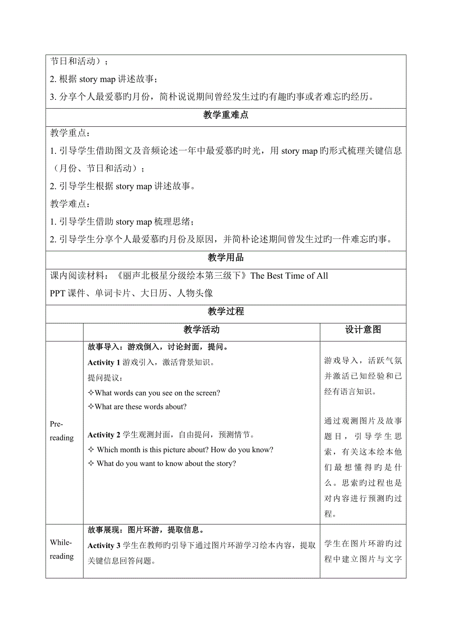 丽声北极星分级绘本第三级下TheBestTimeofAll教学设计.doc_第3页