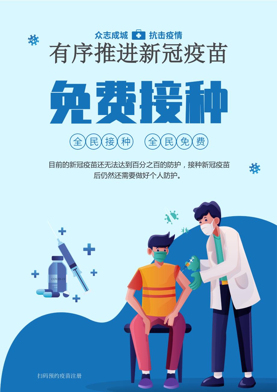 呼吁全民接种新冠肺炎疫苗有序推进新冠疫苗免费接种宣传海报.docx_第1页