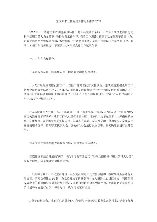 党支部书记抓党建工作述职报告2020.docx