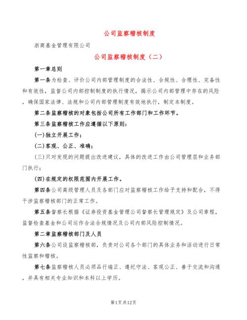 公司监察稽核制度7篇.doc