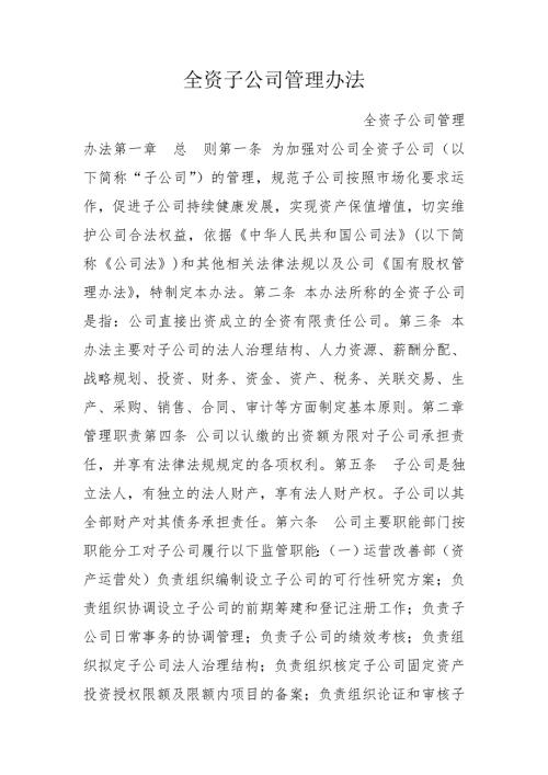 全资子公司管理办法.doc