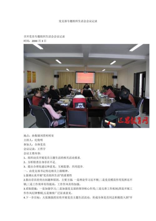 党支部专题组织生活会会议记录.docx