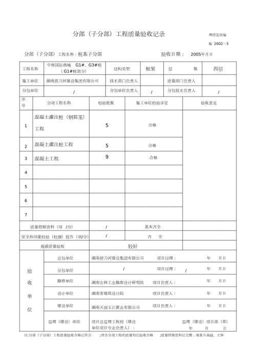 分部子分部工程质量验收记录完整版.doc