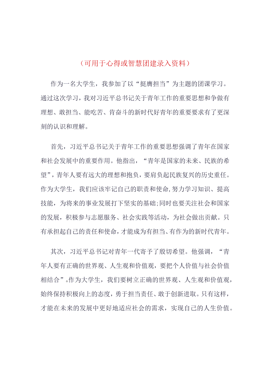 团支部2023智慧团建挺膺担当录入4篇合集.docx_第1页