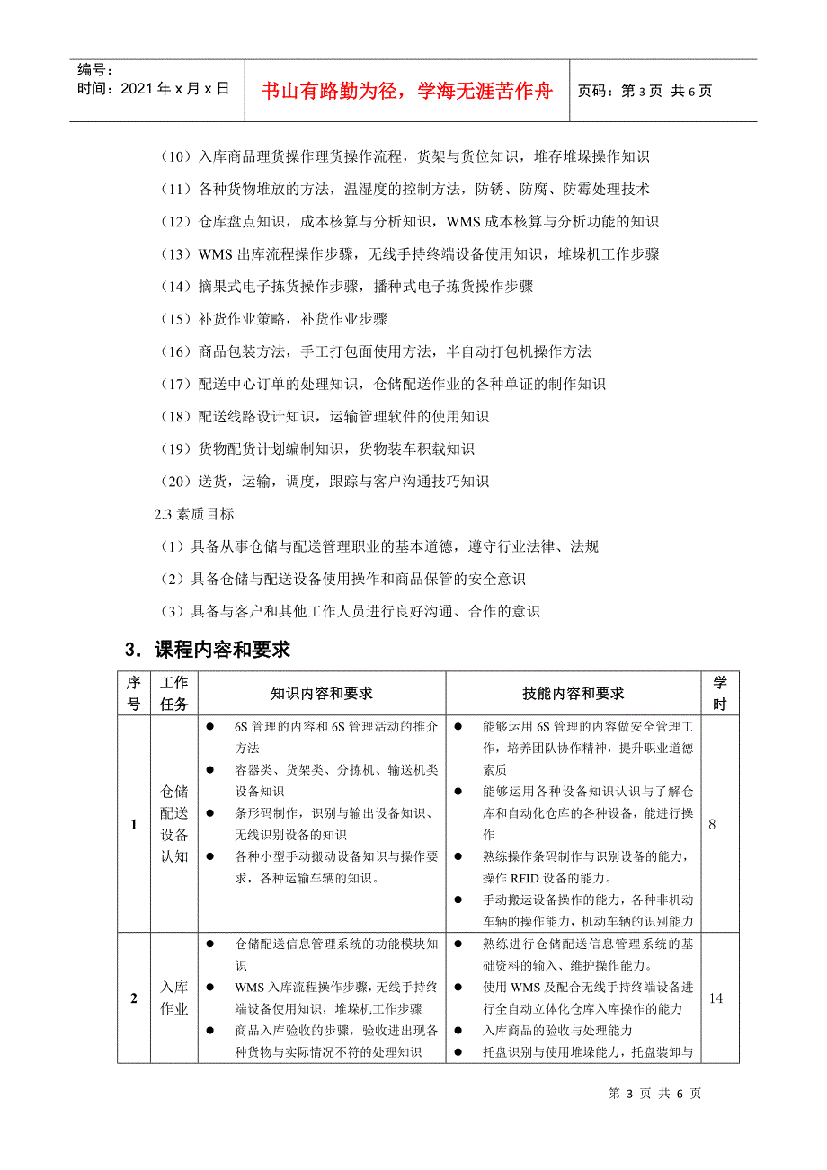 仓储与配送实务课程标准.docx_第3页
