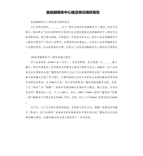 县级融媒体中心建设情况调研报告范文模板.docx