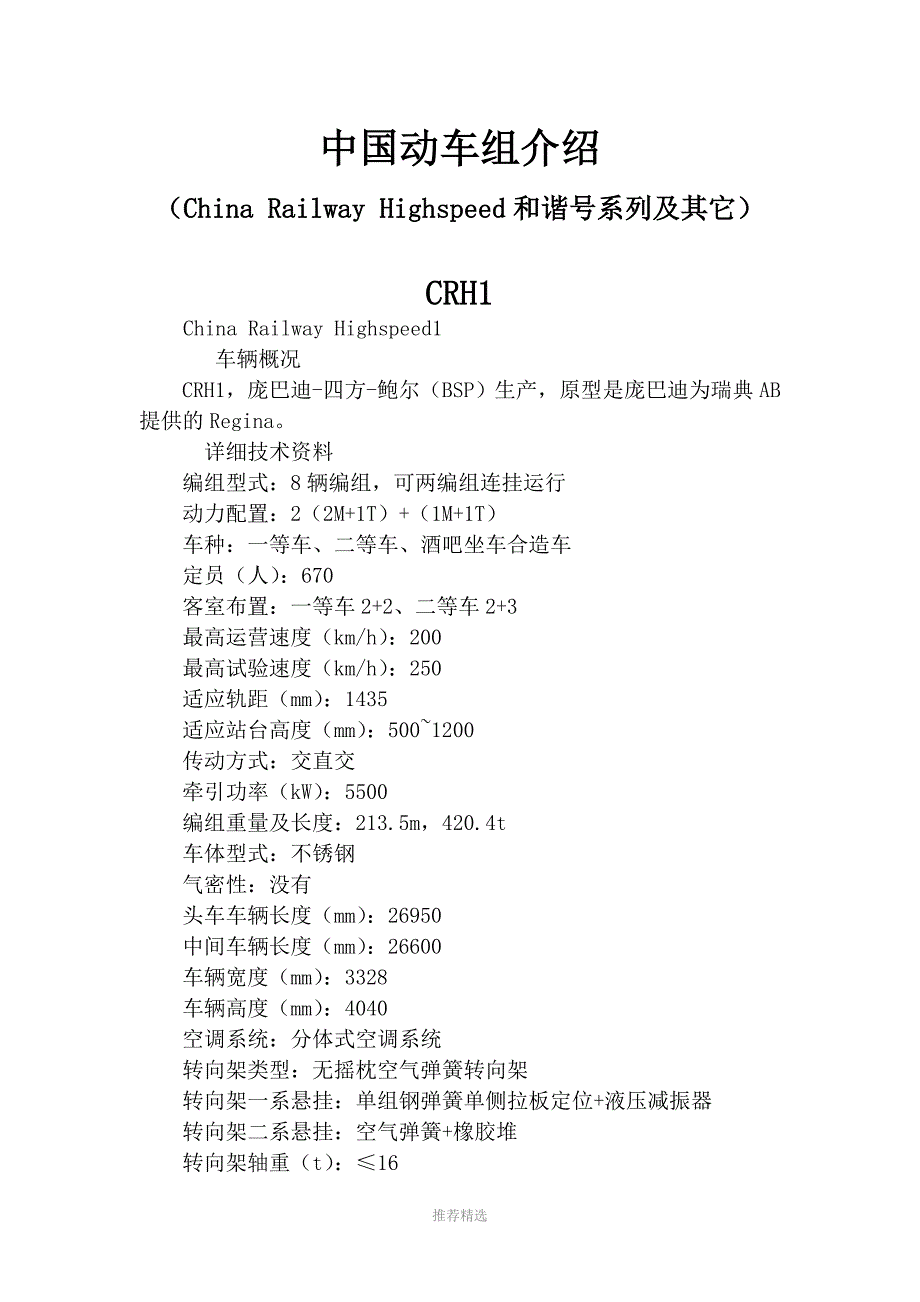 中国动车组介绍.doc_第1页