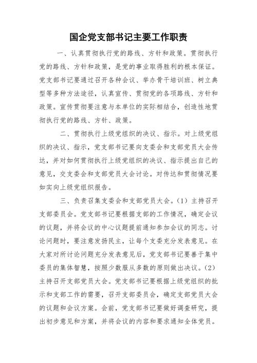 国企党支部书记主要工作职责.doc