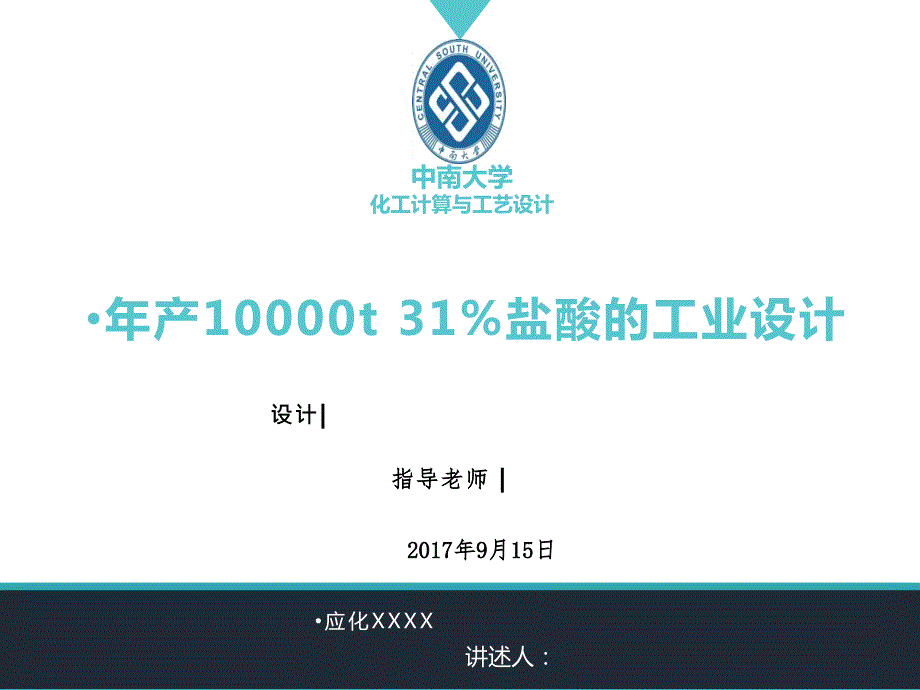 中南大学大四课程设计盐酸生产工艺设计答辩ppt.ppt_第1页