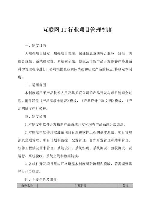 互联网it行业项目管理规章制度.doc