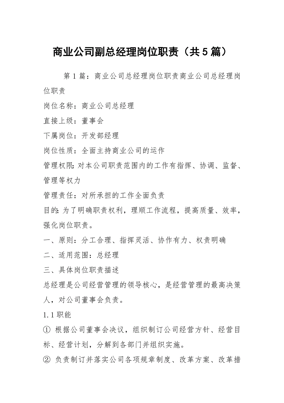商业公司副总经理岗位职责共5篇.docx_第1页