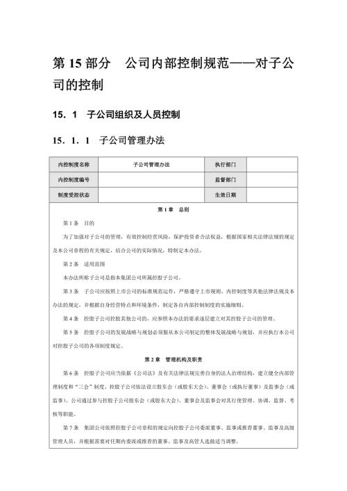 公司内部控制规范对子公司的控制.doc
