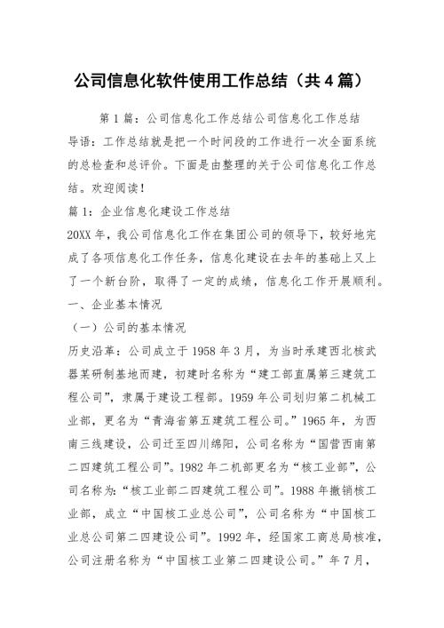 公司信息化软件使用工作总结共4篇.docx