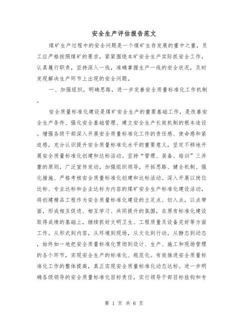 安全生产评估报告范文.doc