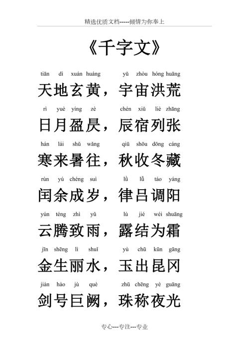 千字文全文带拼音完美打印版共16页.docx
