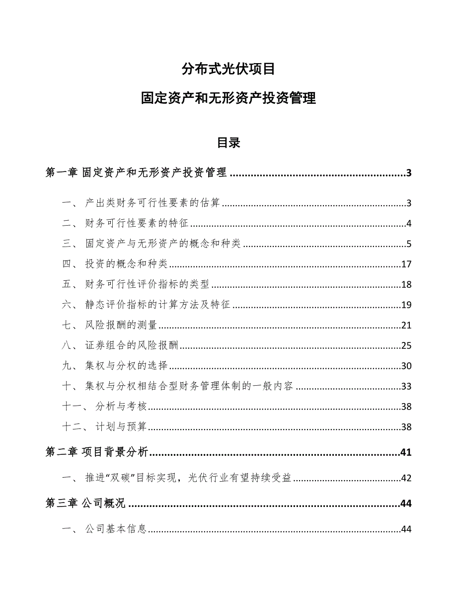 分布式光伏项目固定资产和无形资产投资管理范文.docx_第1页