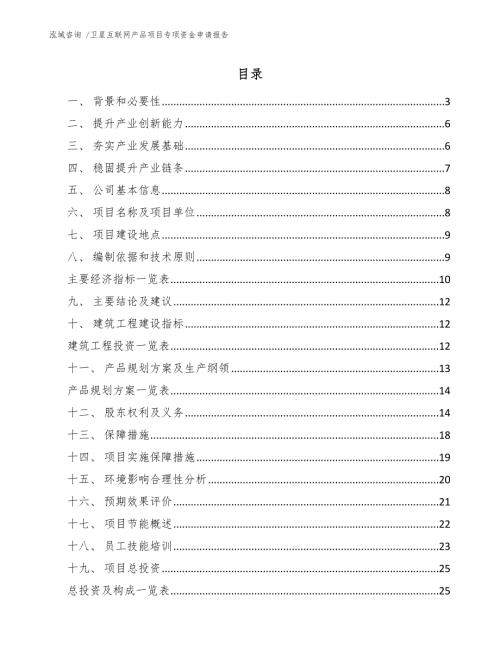 卫星互联网产品项目专项资金申请报告模板参考.docx