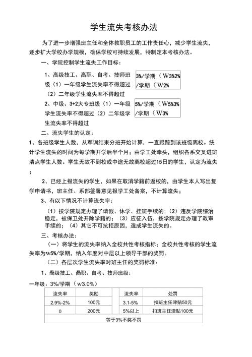 学生流失率考核办法.docx