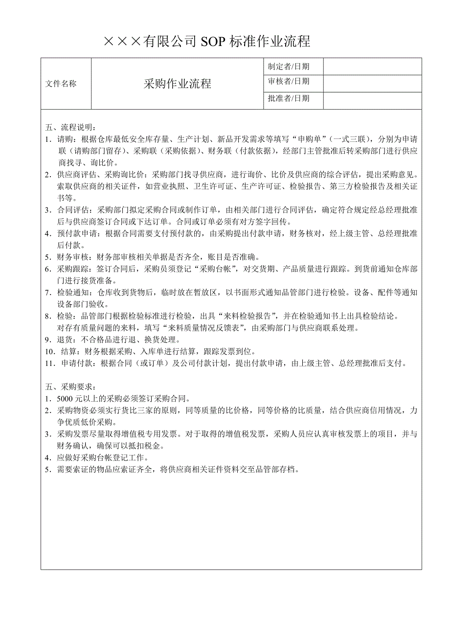 公司SOP标准流程之采购作业流程.doc_第3页