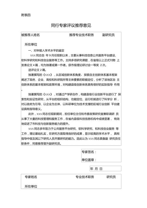 同行专家评议推荐意见具体内容.doc