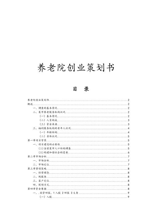 养老院创业项目策划书.doc