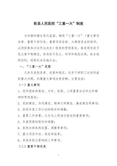 医院三重一大工作制度.doc