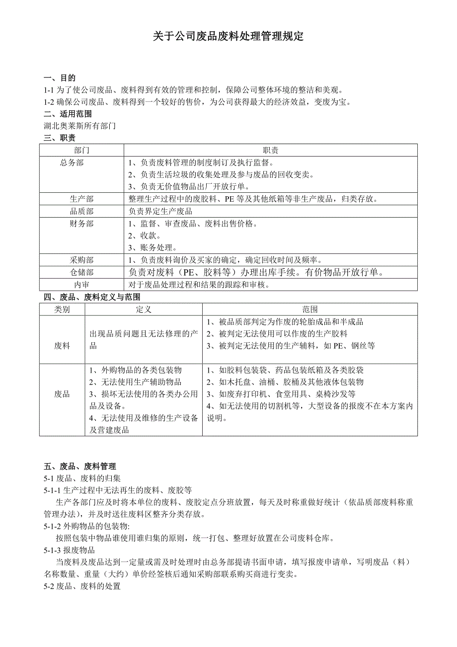 关于公司废品废料处理管理规定.doc_第1页