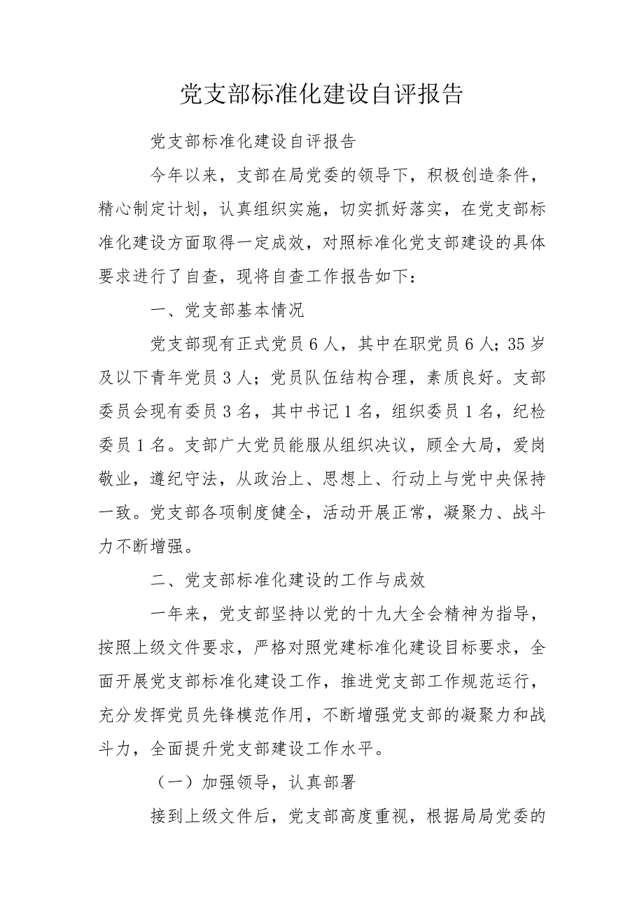 党支部标准化建设自评报告.doc_第1页