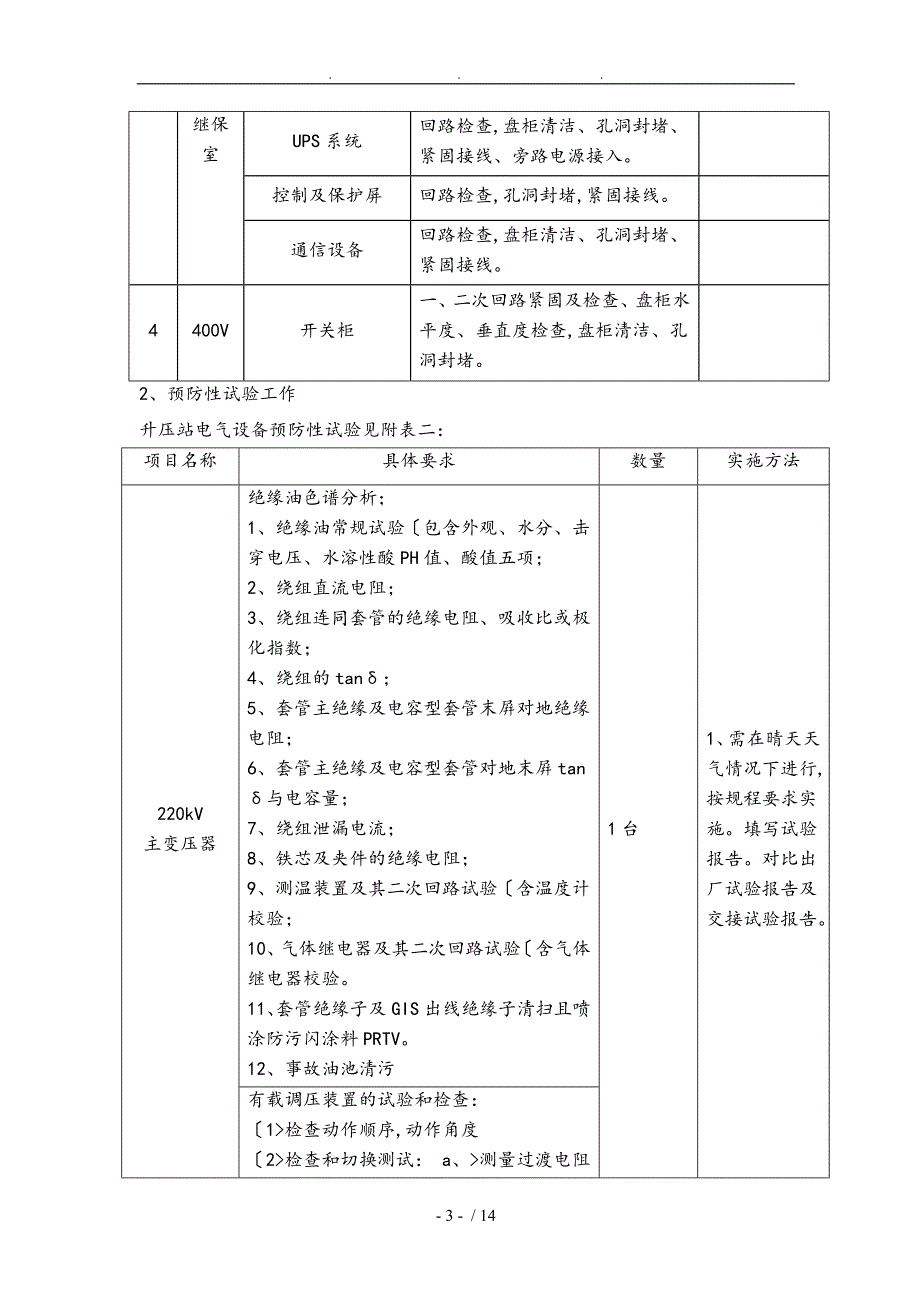 国电招远夏甸风电场220kV升压站和风场电气设备预防性试验和维护技术措施方案.doc_第3页