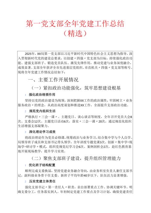 1.第一党支部全年党建工作总结（精选）.docx