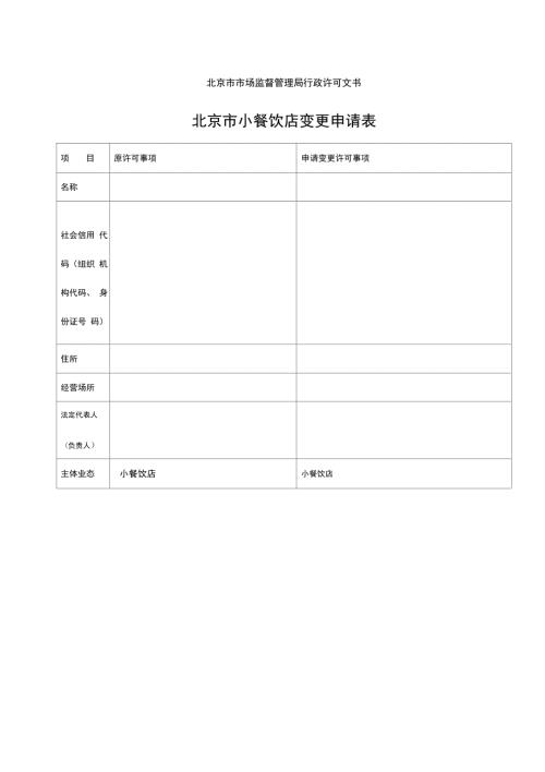 北京市小餐饮店变更申请表.doc