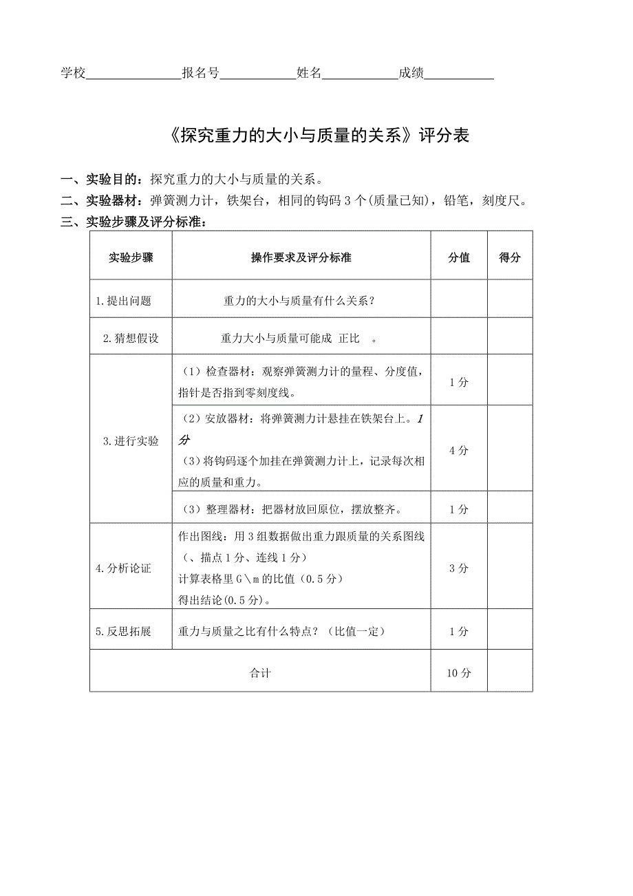 初中物理实验操作考试评分标准.doc_第3页