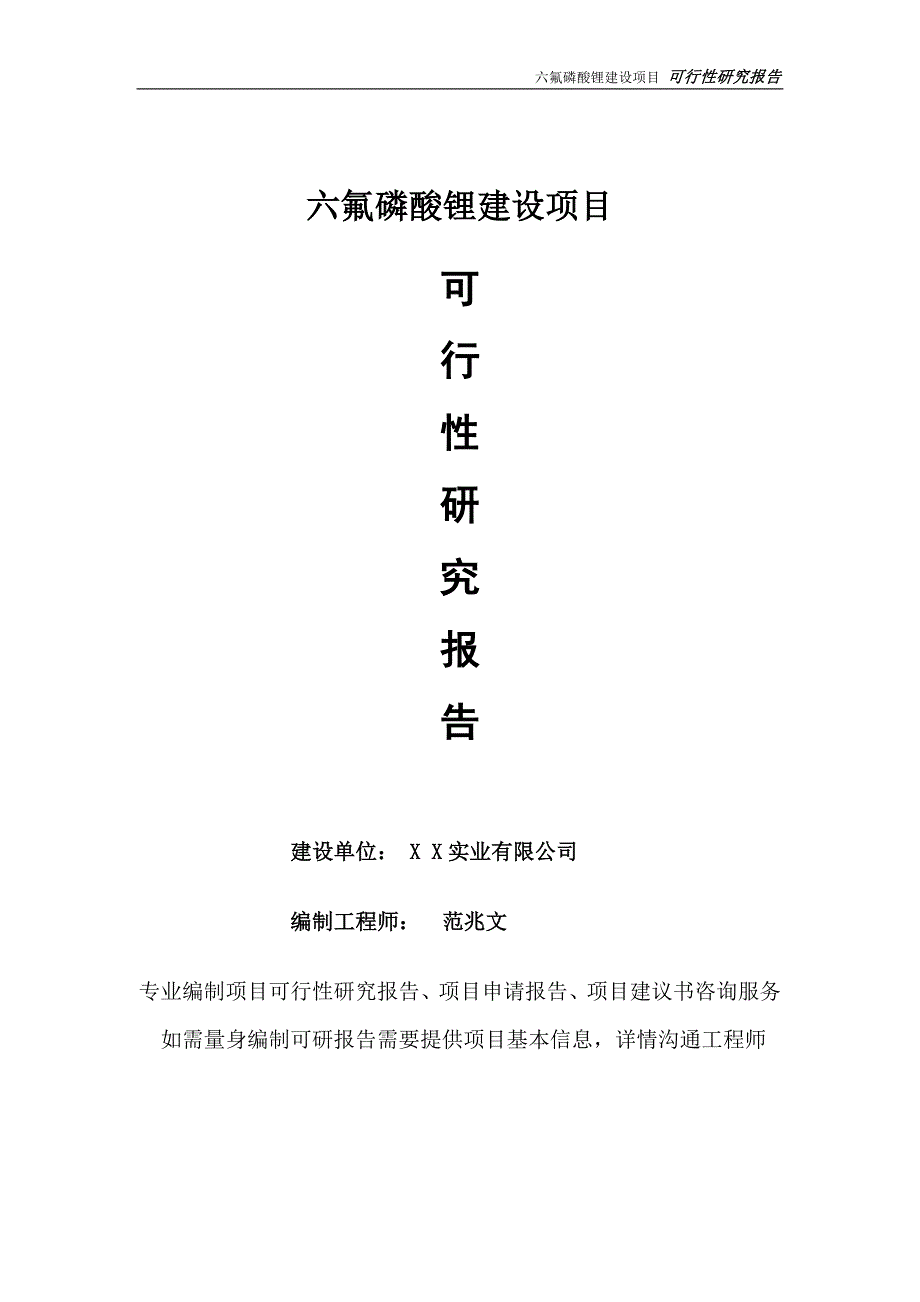 六氟磷酸锂项目可行性研究报告完整可修改版.doc_第1页