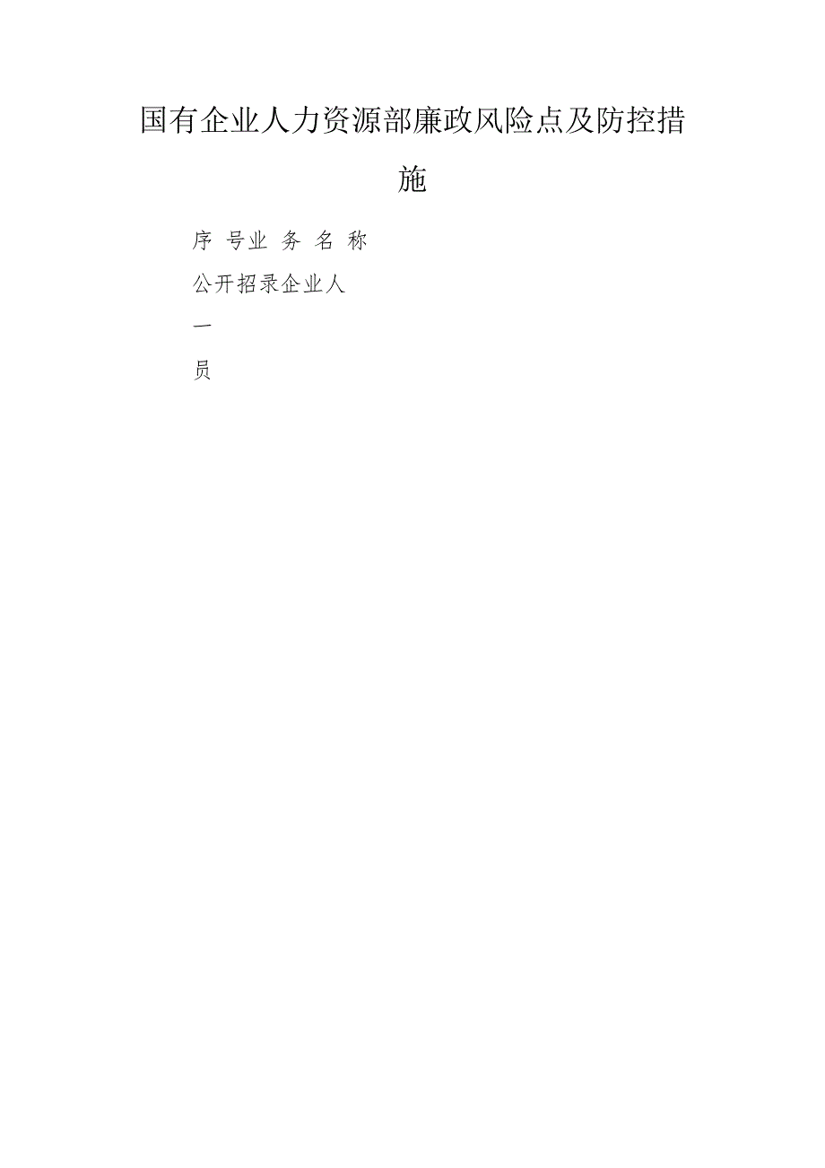 国有企业人力资源部廉政风险点及防控措施.doc_第1页