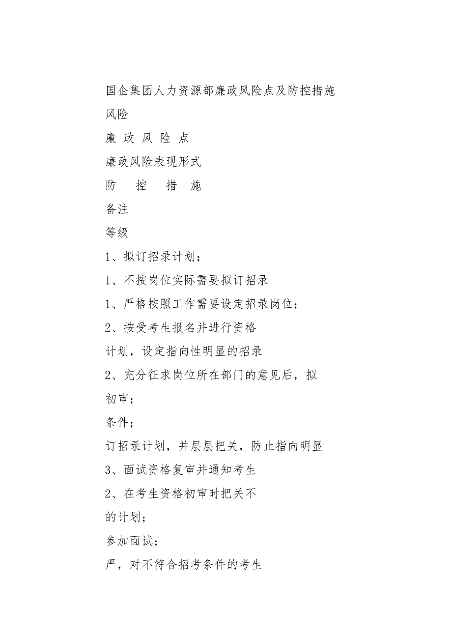 国有企业人力资源部廉政风险点及防控措施.doc_第2页