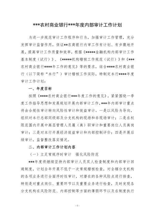 农商行审计工作计划.doc