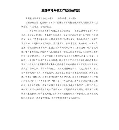 主题教育评估工作座谈会发言.docx