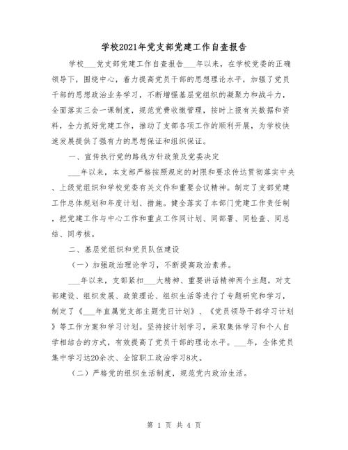 学校2021年党支部党建工作自查报告.doc