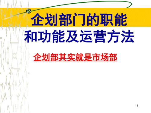 企划部门的职责和功能及运营方法.ppt