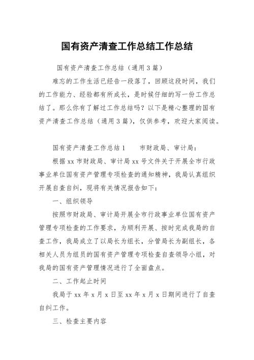 国有资产清查工作总结.docx