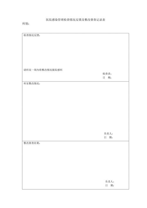 医院感染管理检查情况反馈及整改督查记录表.doc