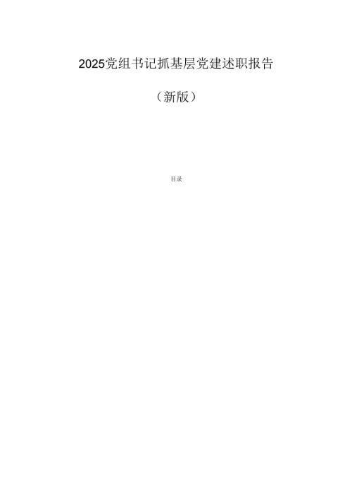 2025 党组书记抓基层党建述职报告（新版）.docx