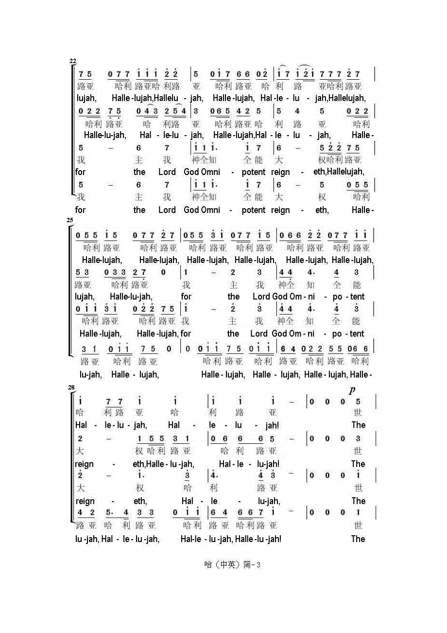 哈利路亚中英文简谱.doc_第3页