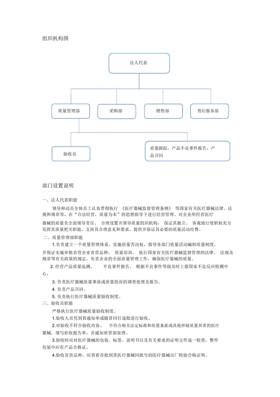 完整版医疗器械组织机构与部门设置说明.doc_第1页