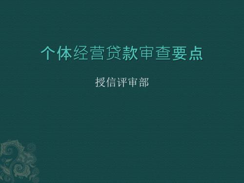 个体贷款审查要点授信评审部.ppt