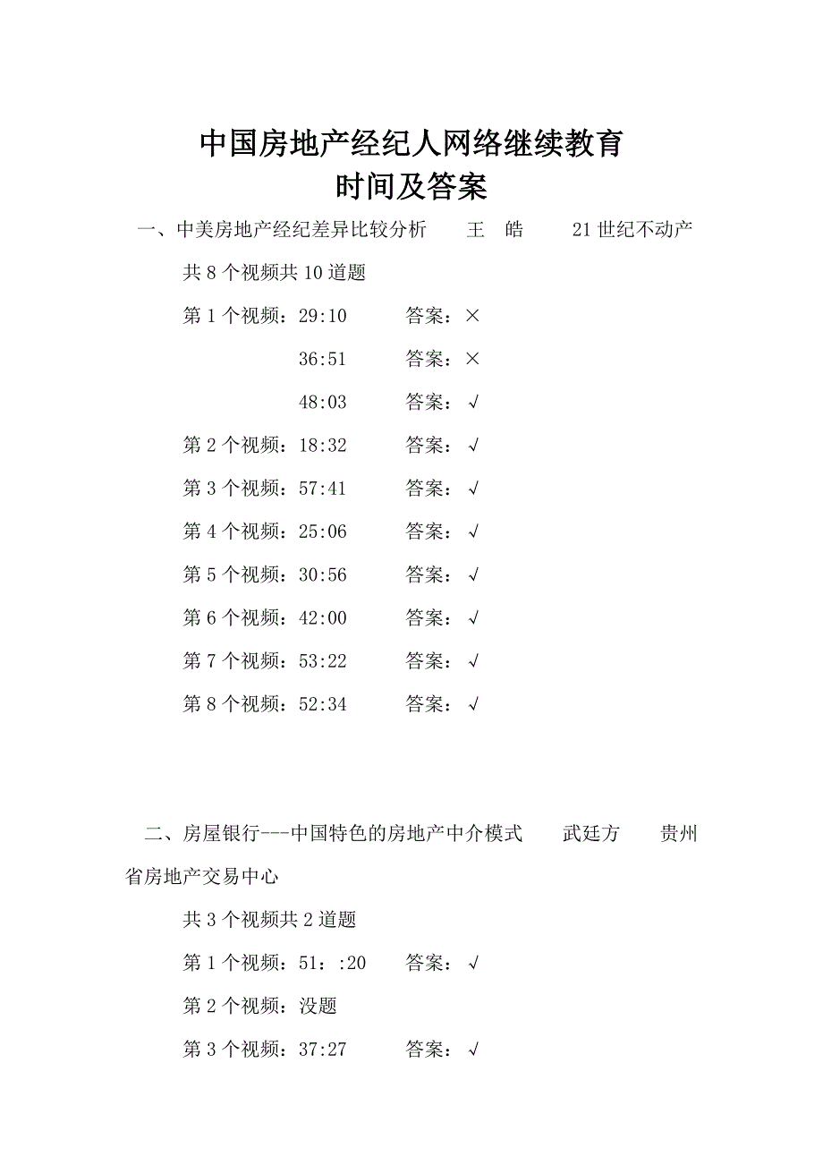 中国房地产经纪人网络继续教育时间及答案.doc_第1页