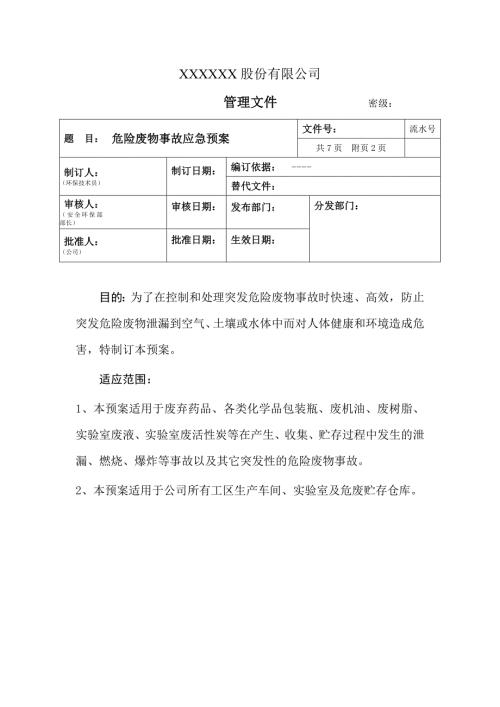 危险废物事故应急预案.doc