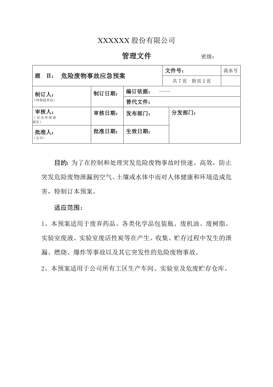 危险废物事故应急预案.doc_第1页